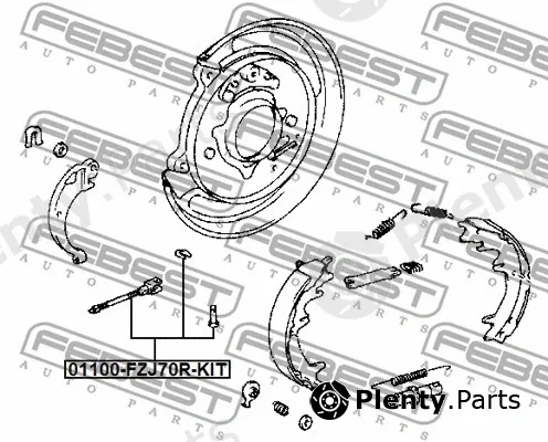 Febest 01100-FZJ70R-KIT — Cable Pull, parking brake