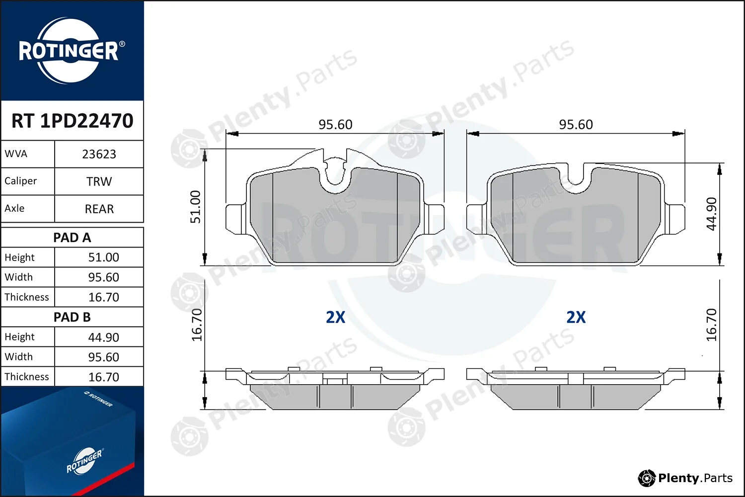 Rotinger RT1PD22470 — Brake Pad Set, disc brake