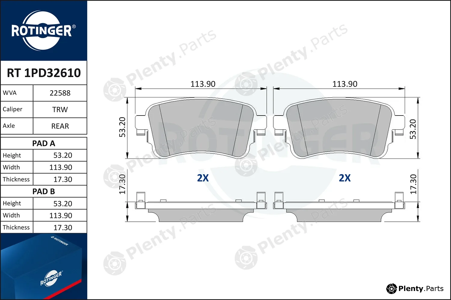 Rotinger RT1PD32610 — Brake Pad Set, disc brake