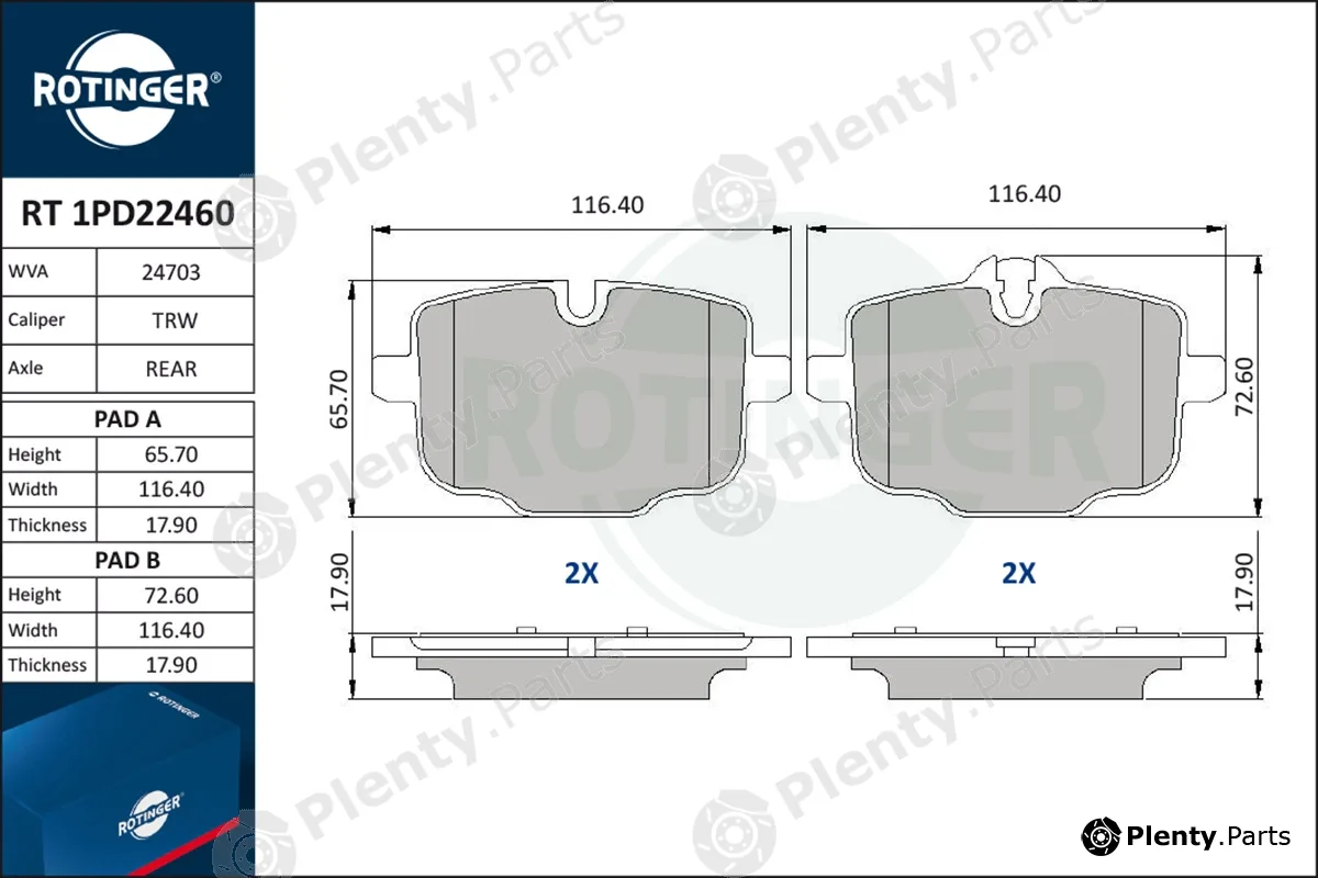 Rotinger RT1PD22460 — Brake Pad Set, disc brake