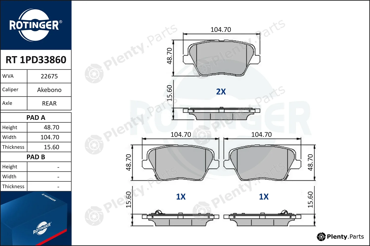 Rotinger RT1PD33860 — Brake Pad Set, disc brake