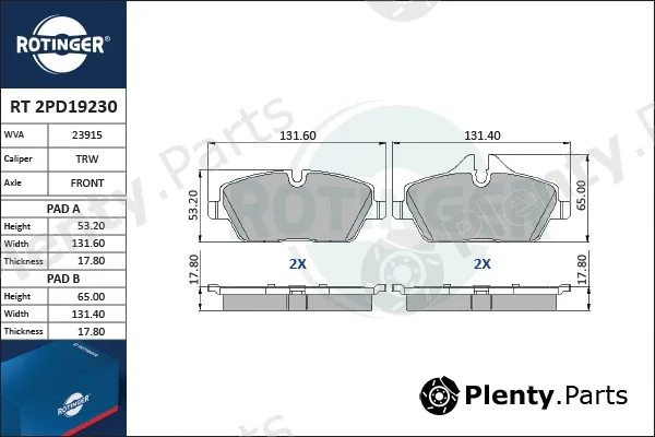 Rotinger RT2PD19230 — Brake Pad Set, disc brake