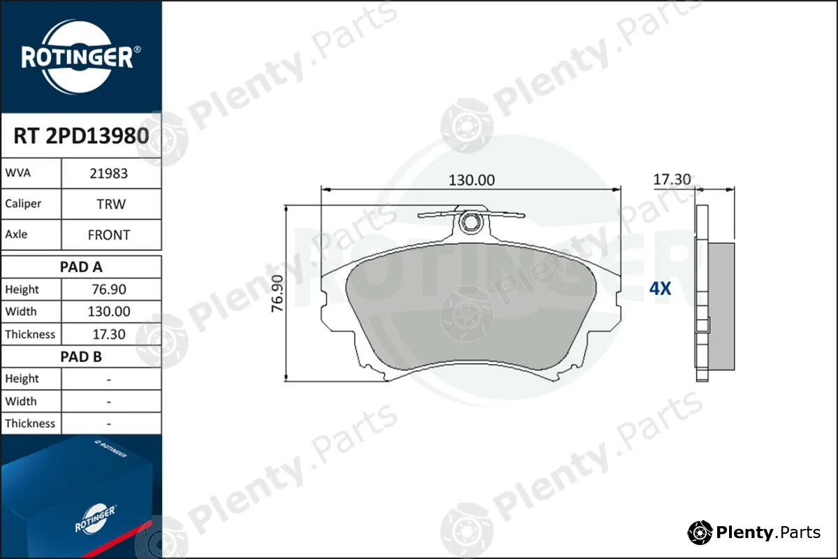 Rotinger RT2PD13980 — Brake Pad Set, disc brake
