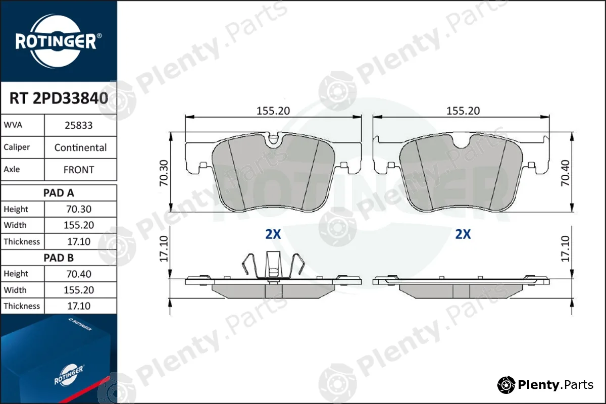 Rotinger RT2PD33840 — Brake Pad Set, disc brake