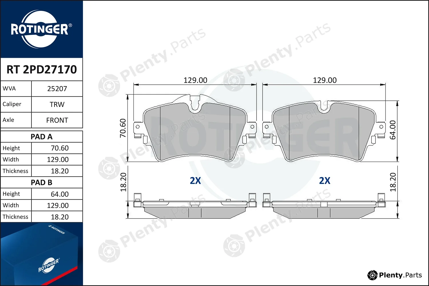 Rotinger RT2PD27170 — Brake Pad Set, disc brake