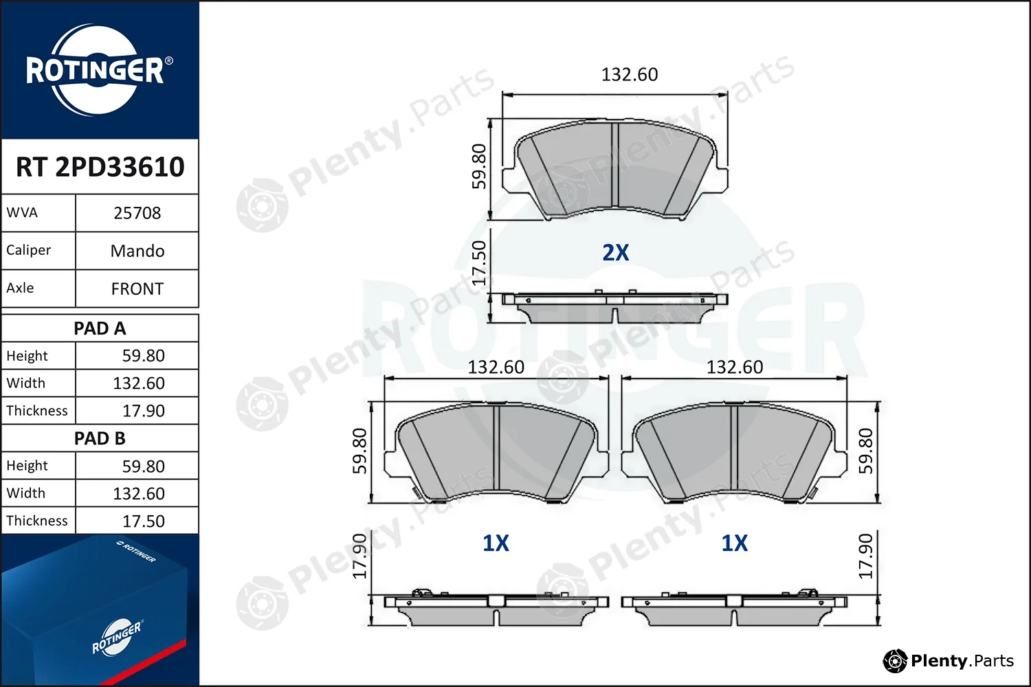Rotinger RT2PD33610 — Brake Pad Set, disc brake