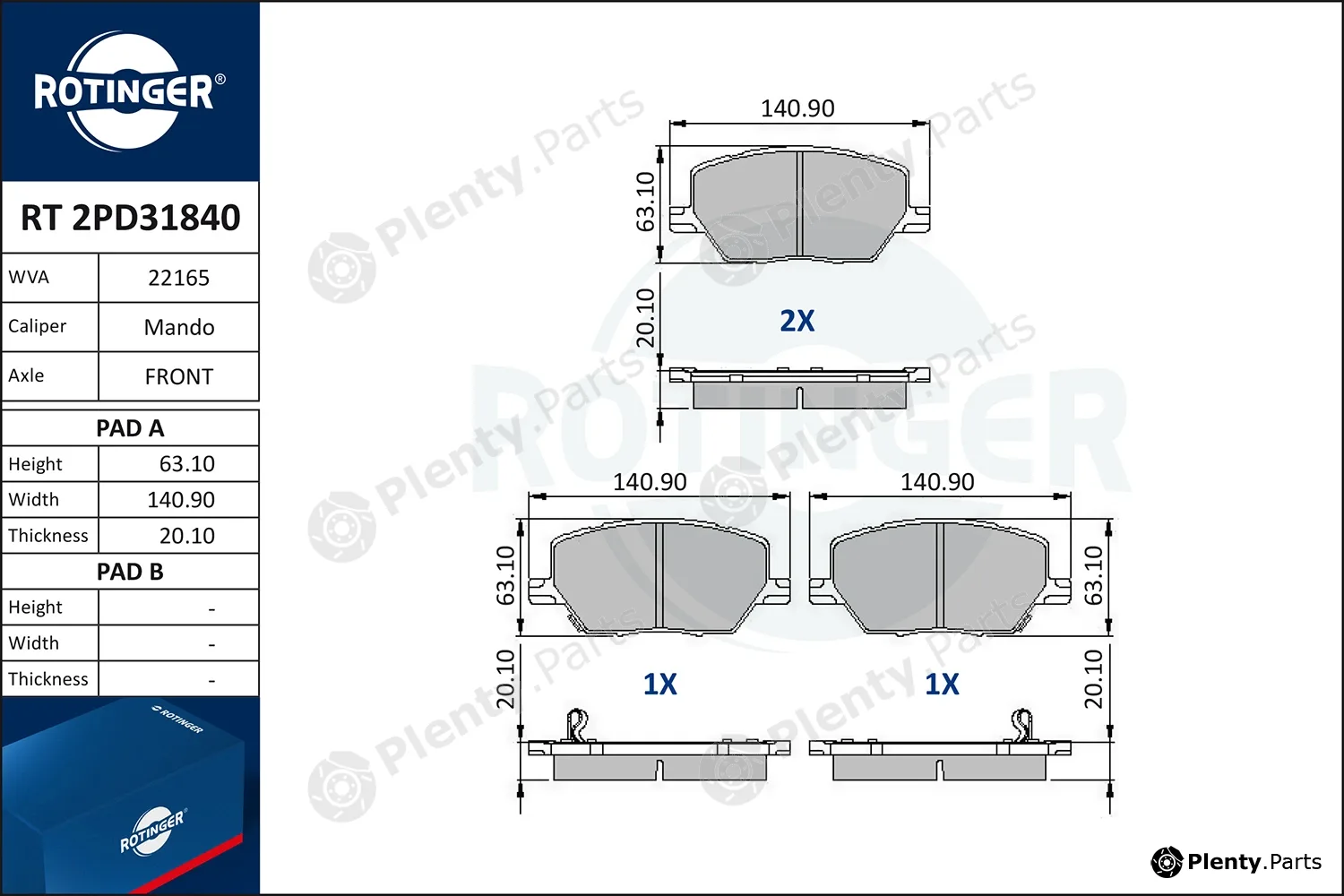 Rotinger RT2PD31840 — Brake Pad Set, disc brake