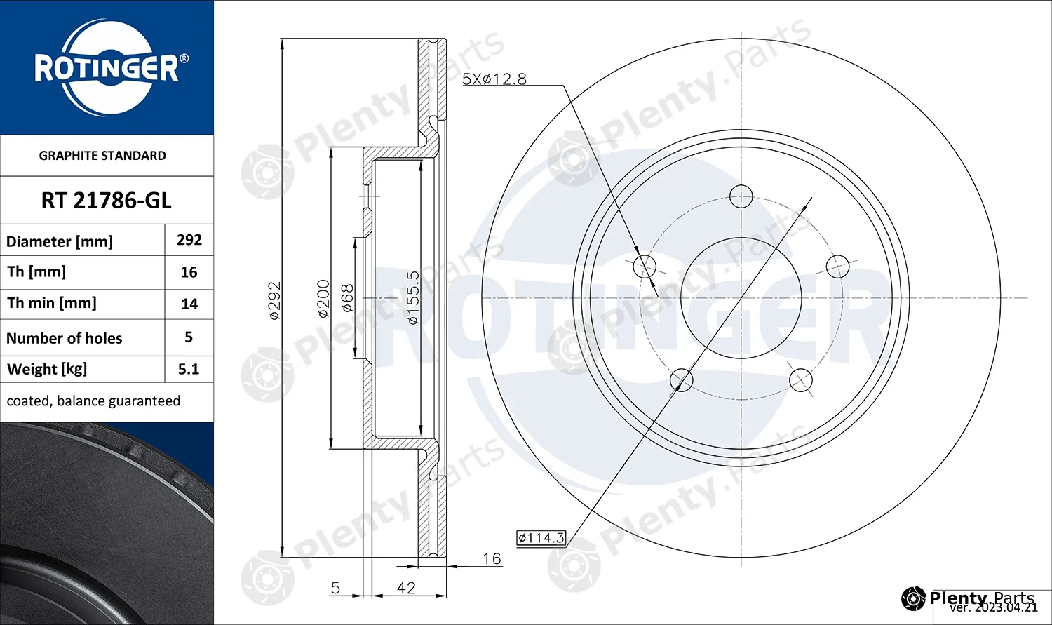 Rotinger RT21786-GL — Brake Disc GRAPHITE LINE