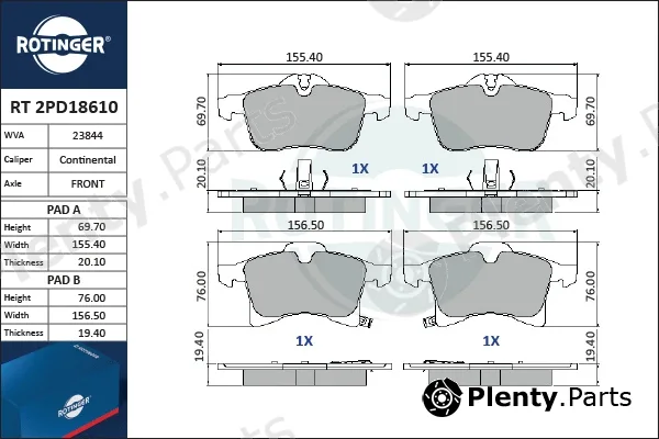 Rotinger RT2PD18610 — Brake Pad Set, disc brake
