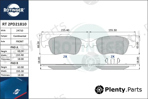 Rotinger RT2PD21810 — Brake Pad Set, disc brake