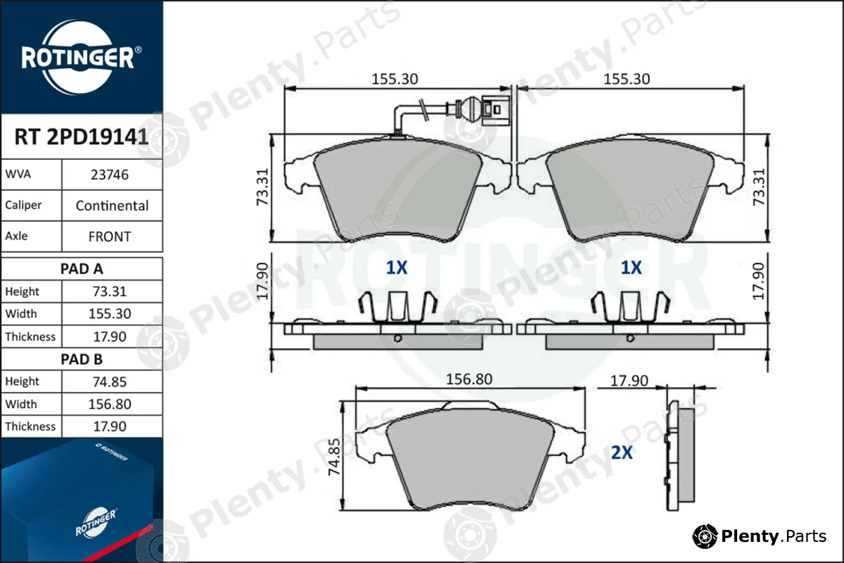 Rotinger RT2PD19141 — Brake Pad Set, disc brake