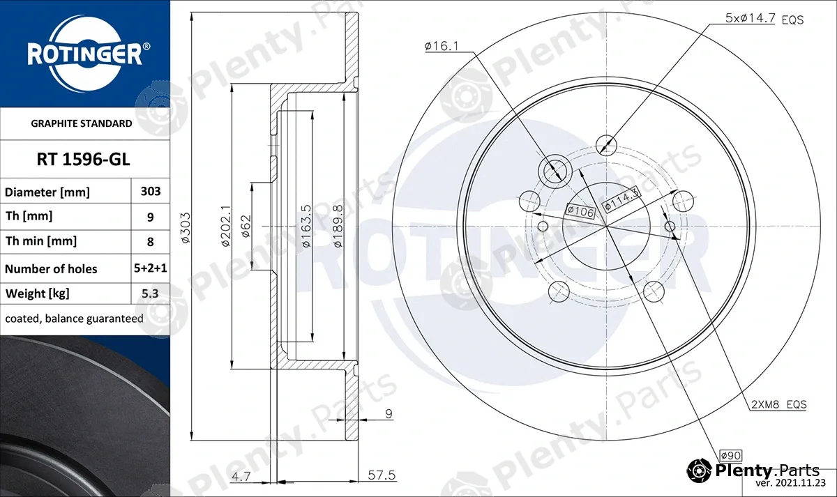 Rotinger RT1596-GL — Brake Disc GRAPHITE LINE