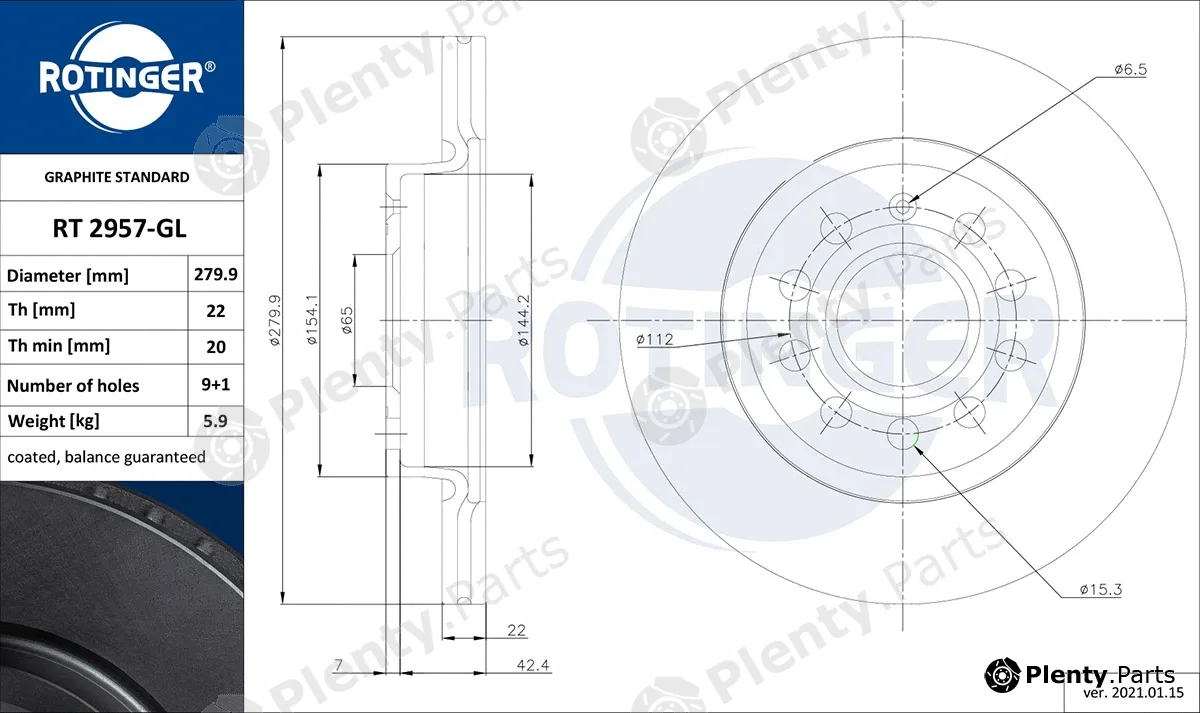 Rotinger RT2957-GL — Brake Disc GRAPHITE LINE