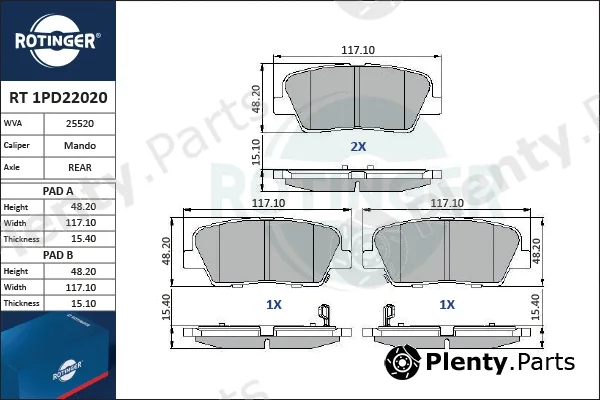 Rotinger RT1PD22020 — Brake Pad Set, disc brake