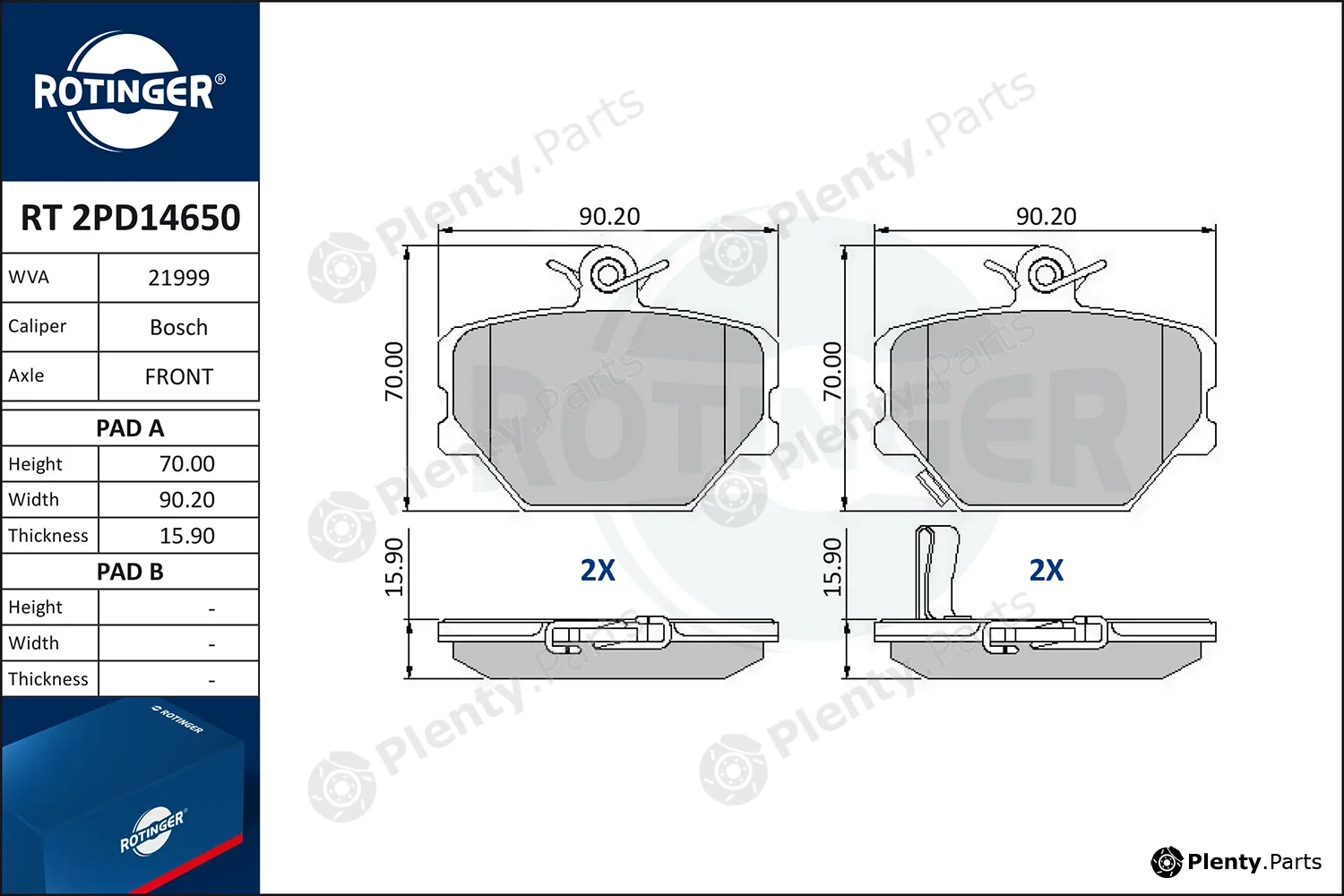 Rotinger RT2PD14650 — Brake Pad Set, disc brake