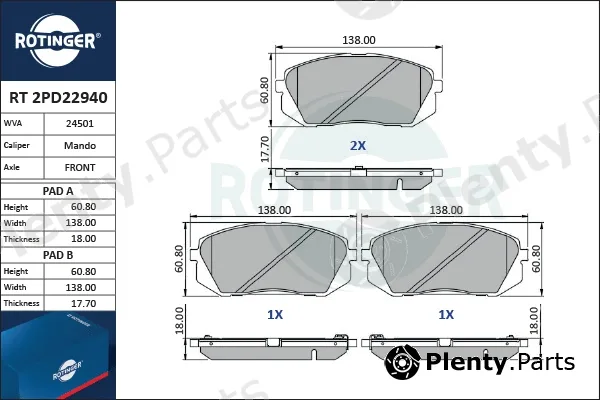 Rotinger RT2PD22940 — Brake Pad Set, disc brake