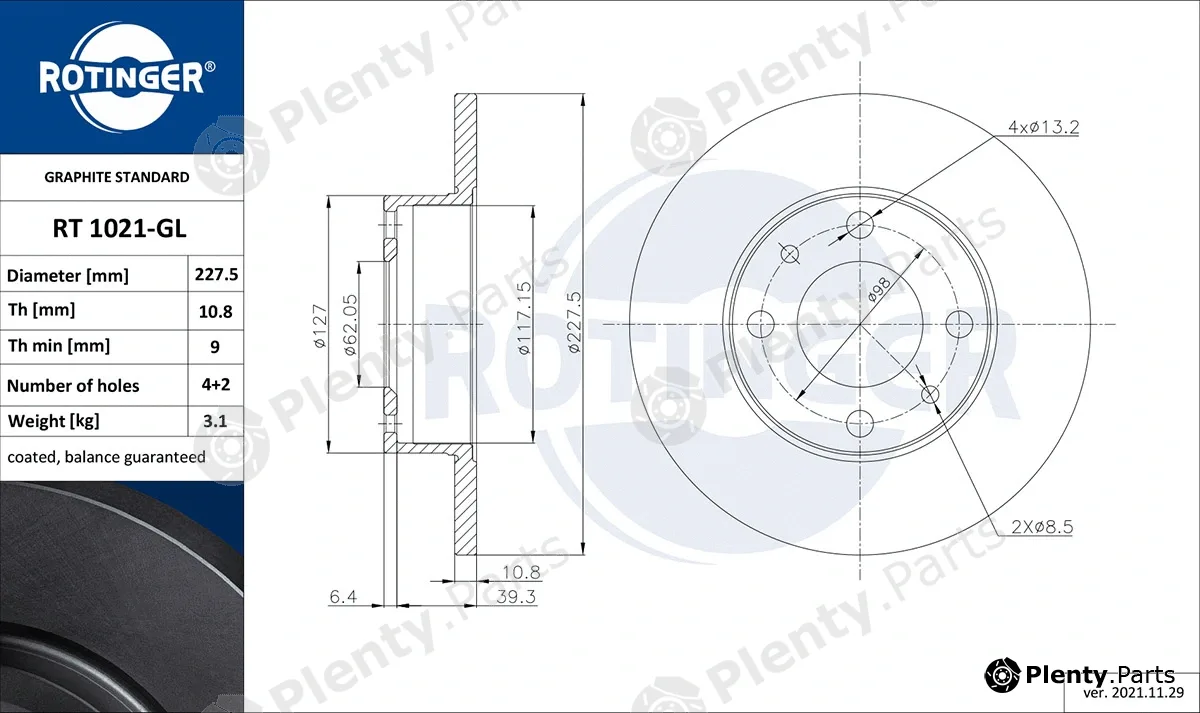 Rotinger RT1021-GL — Brake Disc GRAPHITE LINE