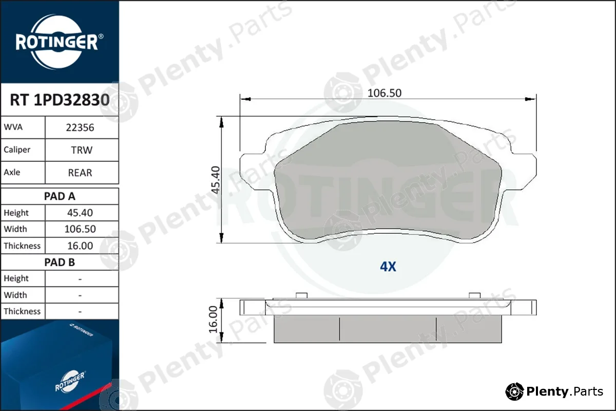 Rotinger RT1PD32830 — Brake Pad Set, disc brake