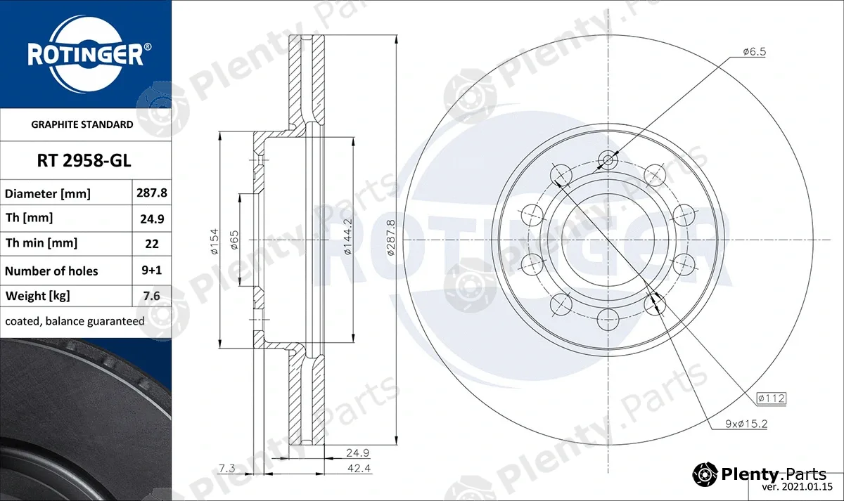Rotinger RT2958-GL — Brake Disc GRAPHITE LINE