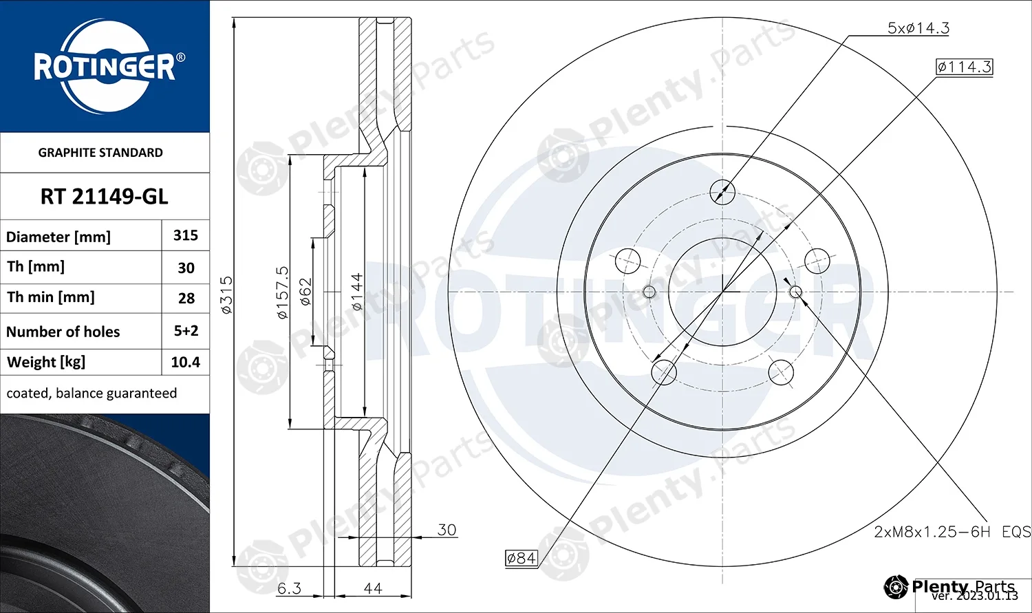 Rotinger RT21149-GL — Brake Disc GRAPHITE LINE