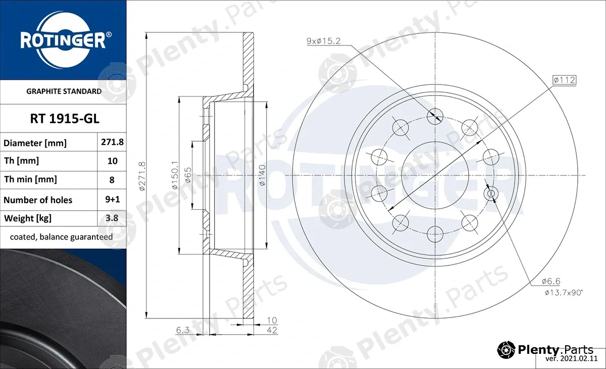 Rotinger RT1915-GL — Brake Disc GRAPHITE LINE