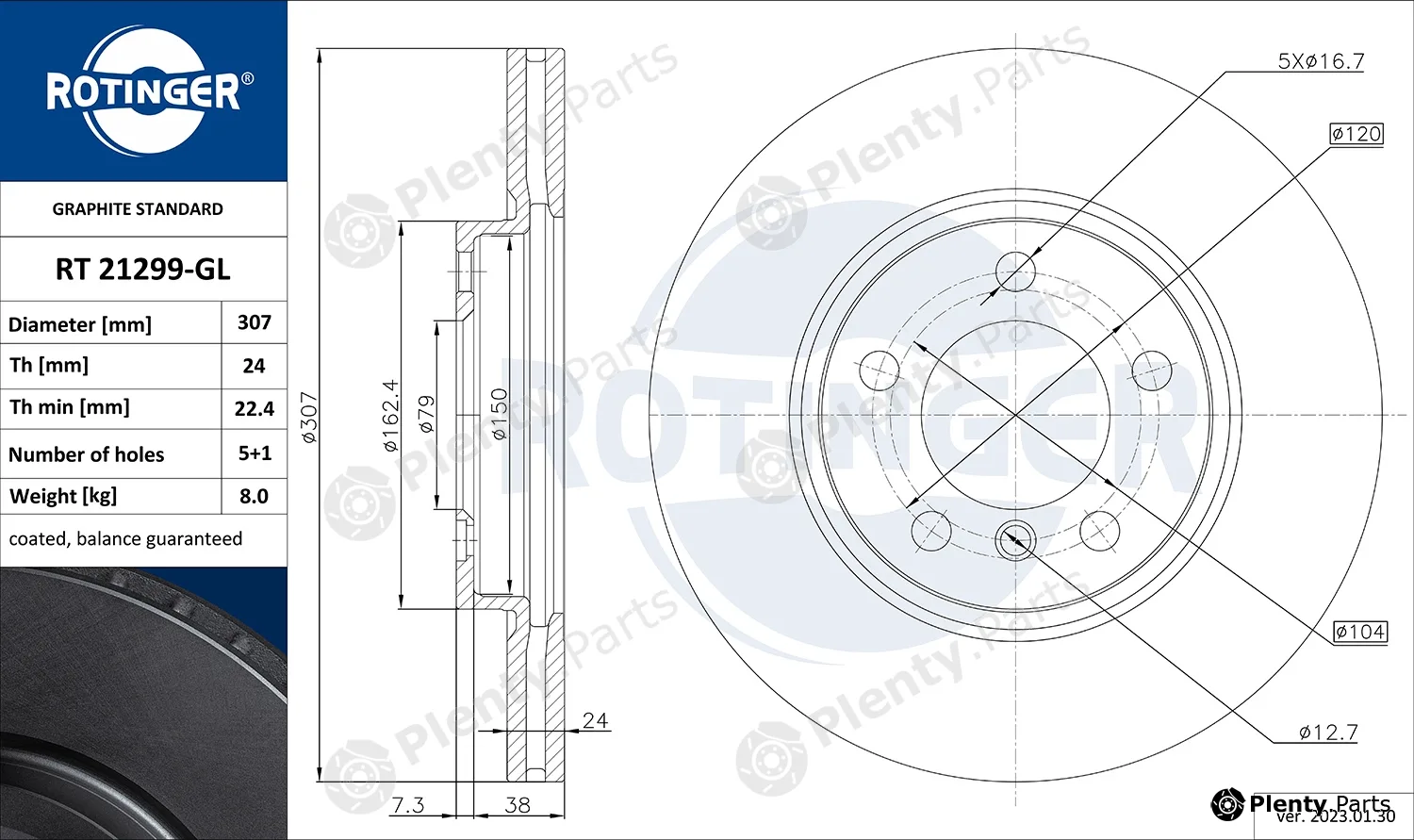 Rotinger RT21299-GL — Brake Disc GRAPHITE LINE