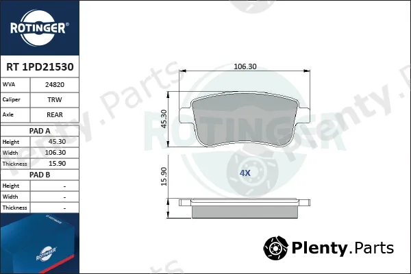Rotinger RT1PD21530 — Brake Pad Set, disc brake