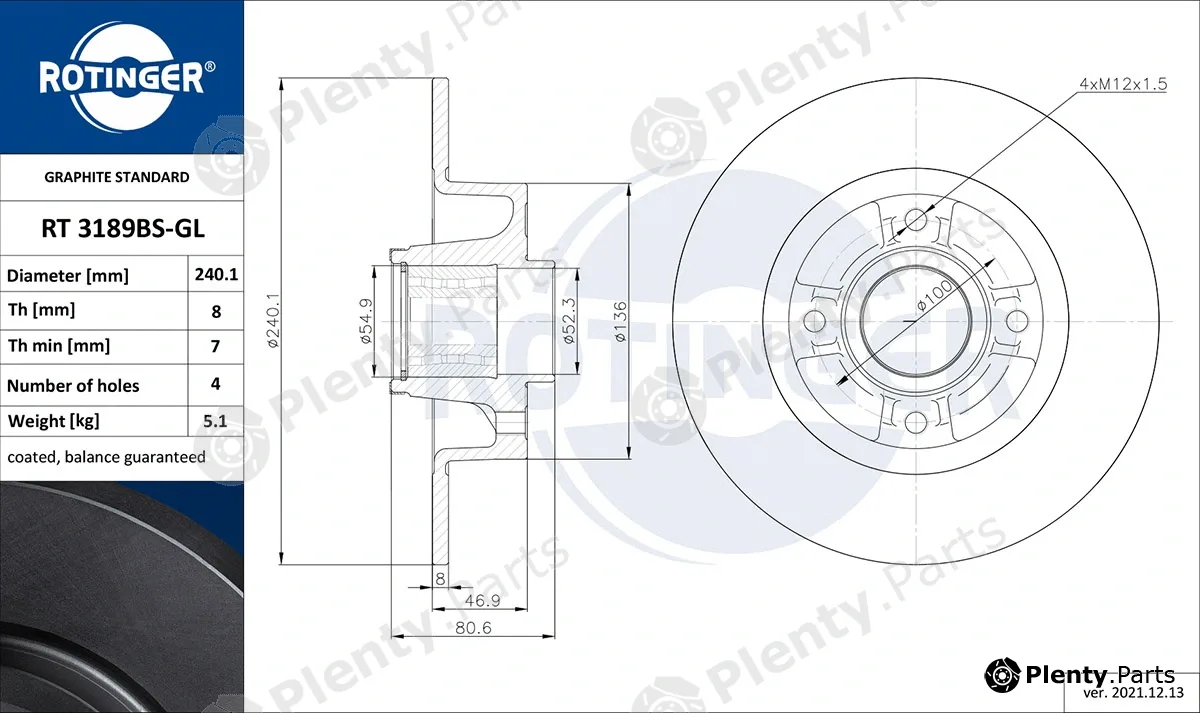 Rotinger RT3189BS-GL — Brake Disc GRAPHITE LINE