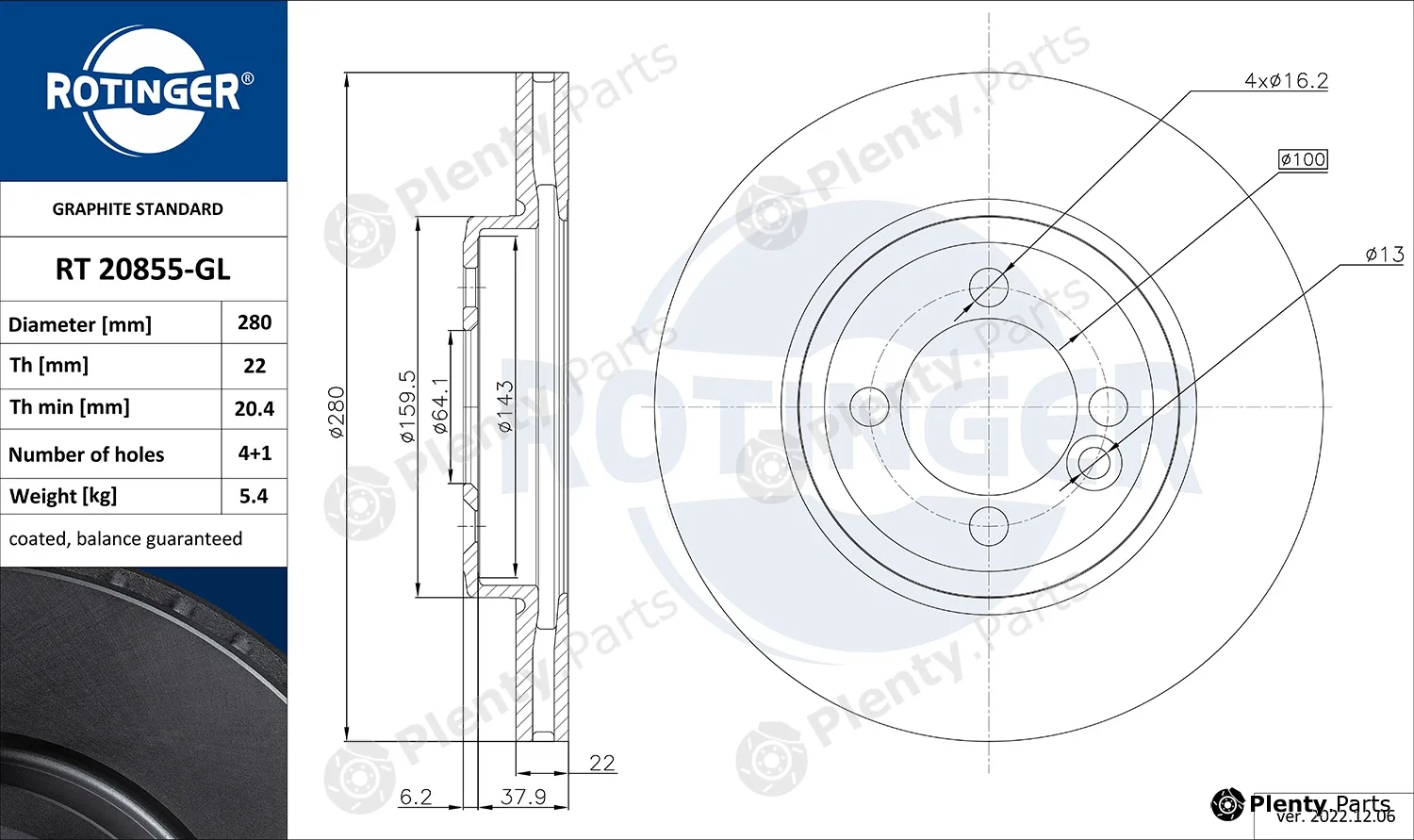 Rotinger RT20855-GL — Brake Disc GRAPHITE LINE