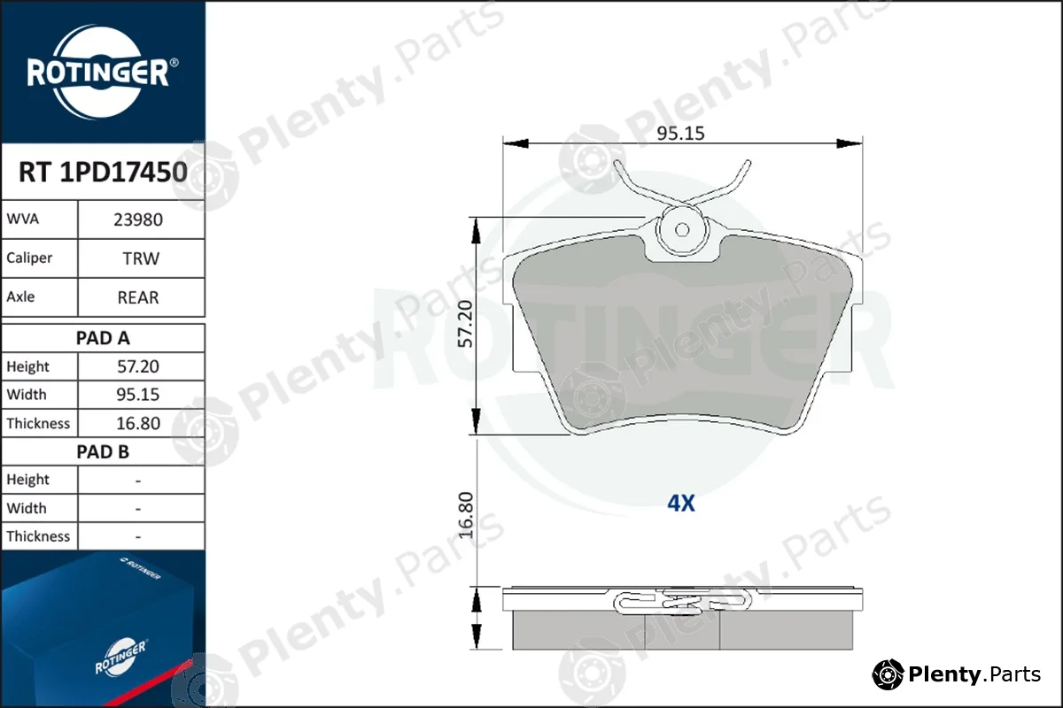 Rotinger RT1PD17450 — Brake Pad Set, disc brake