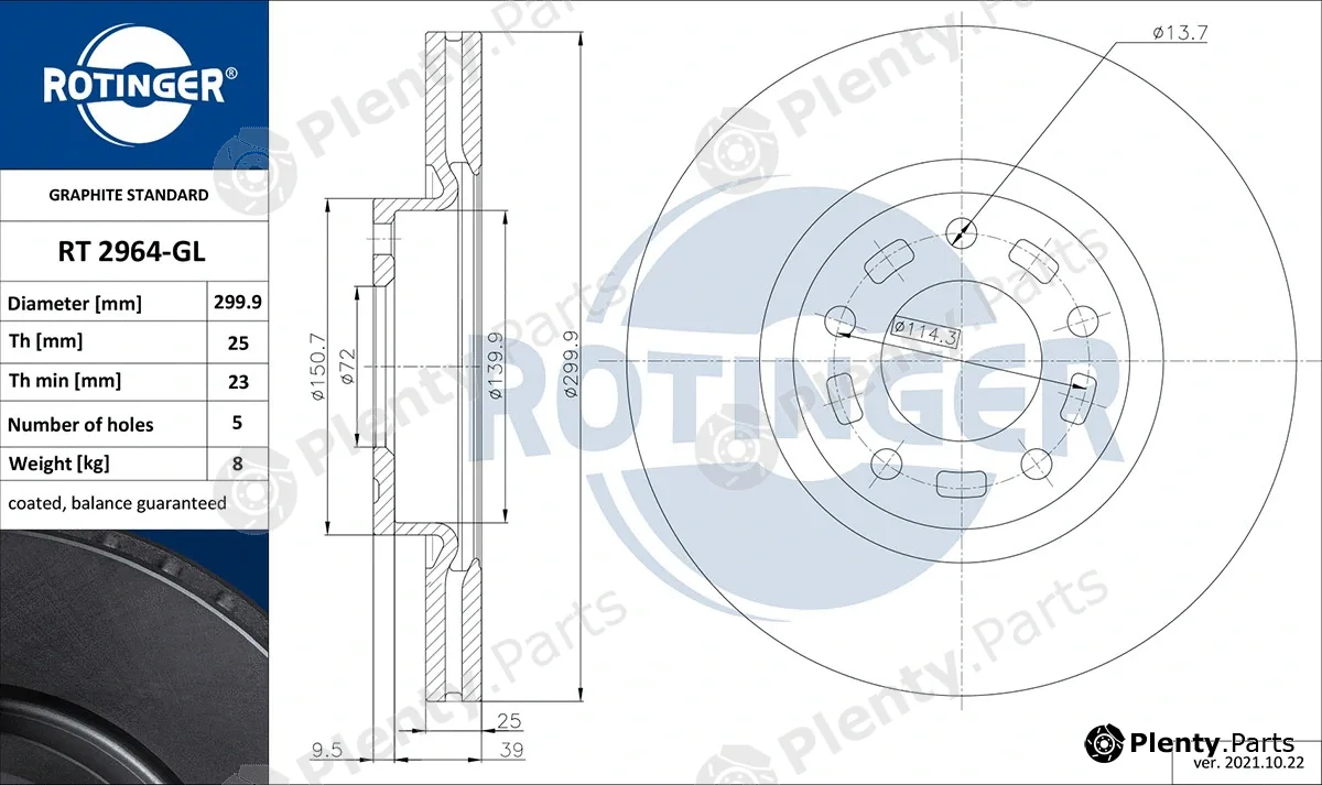 Rotinger RT2964-GL — Brake Disc GRAPHITE LINE