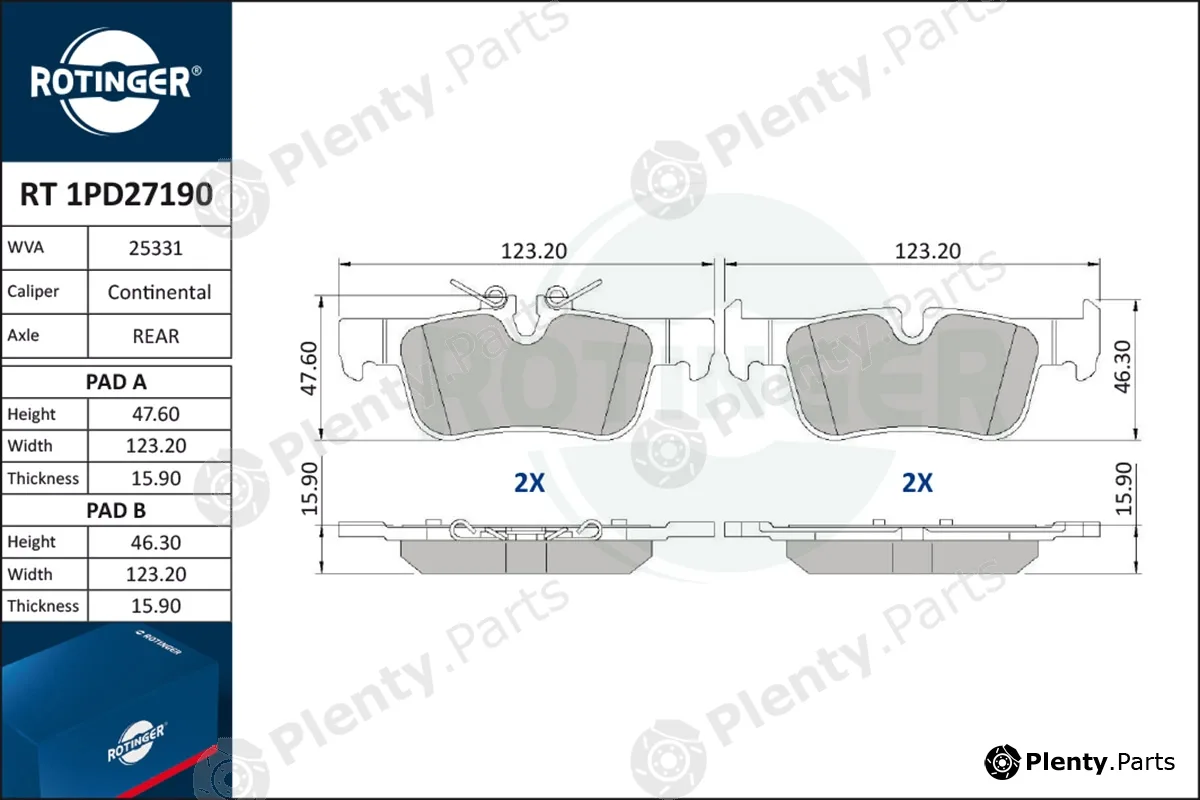 Rotinger RT1PD27190 — Brake Pad Set, disc brake