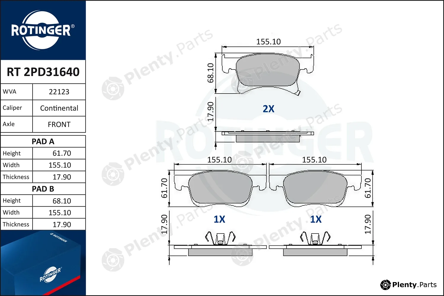 Rotinger RT2PD31640 — Brake Pad Set, disc brake
