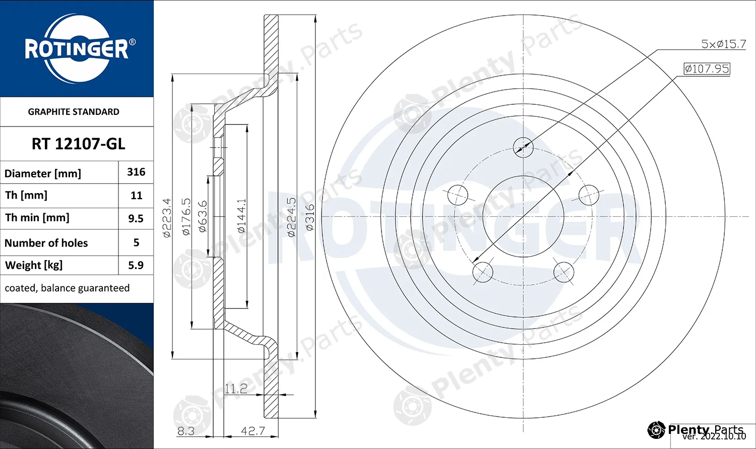 Rotinger RT12107-GL — Brake Disc GRAPHITE LINE