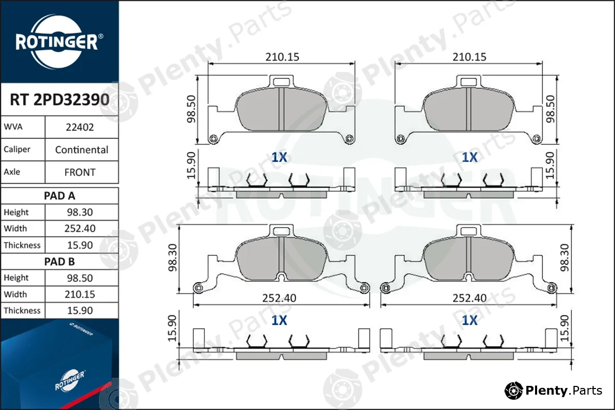 Rotinger RT2PD32390 — Brake Pad Set, disc brake