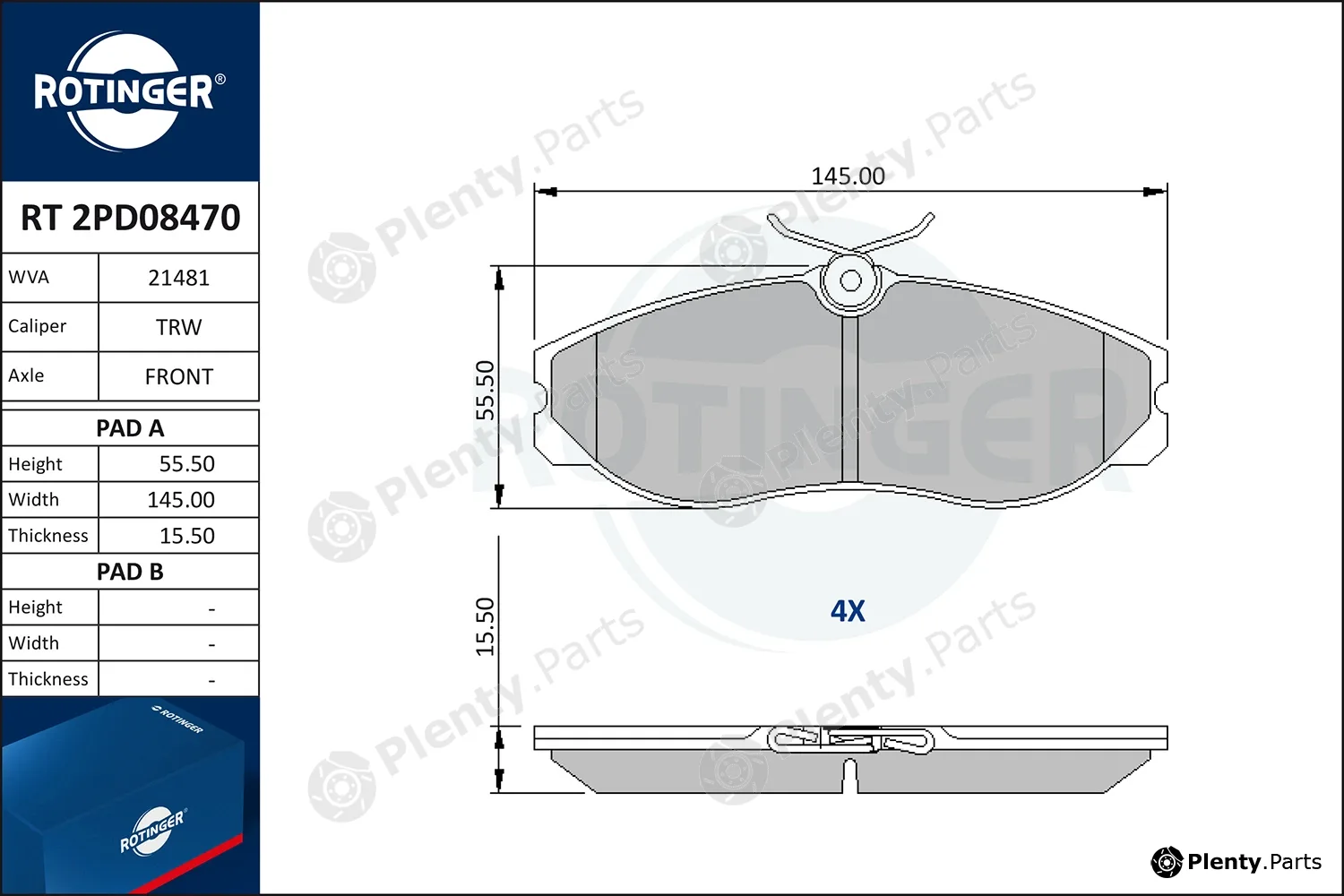 Rotinger RT2PD08470 — Brake Pad Set, disc brake