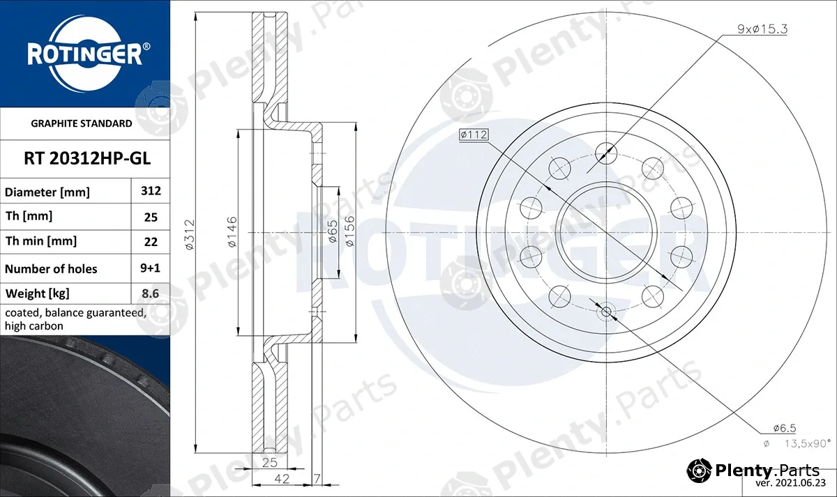 Rotinger RT20312HP-GL — Brake Disc GRAPHITE LINE