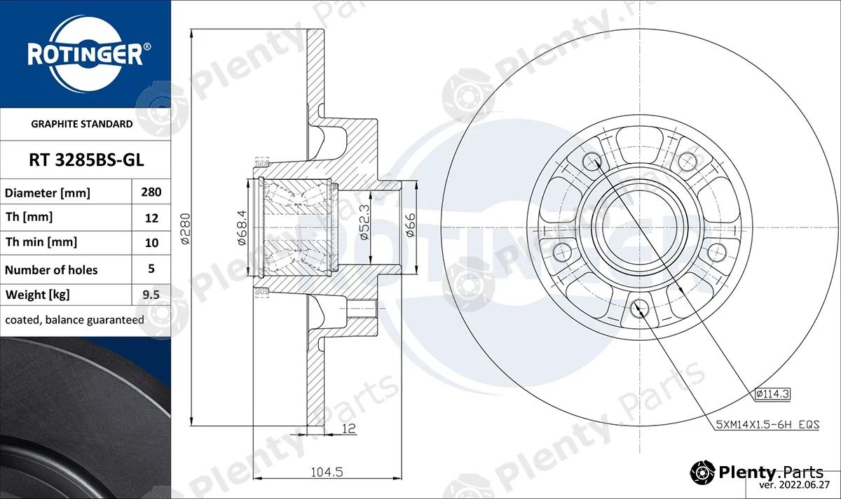 Rotinger RT3285BS-GL — Brake Disc GRAPHITE LINE