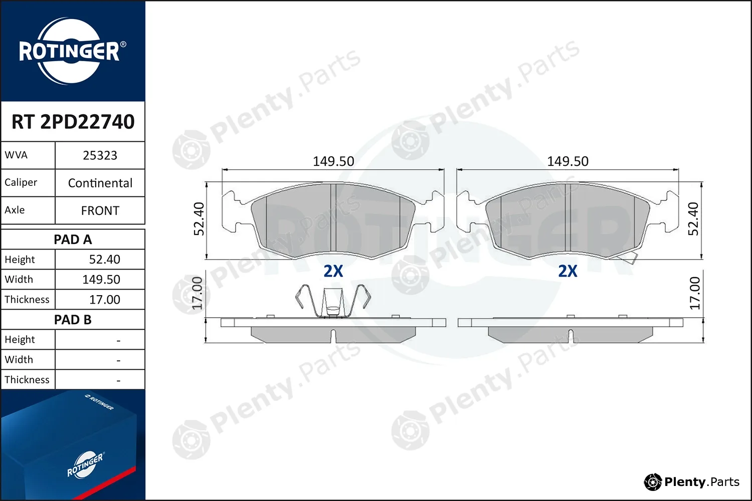 Rotinger RT2PD22740 — Brake Pad Set, disc brake