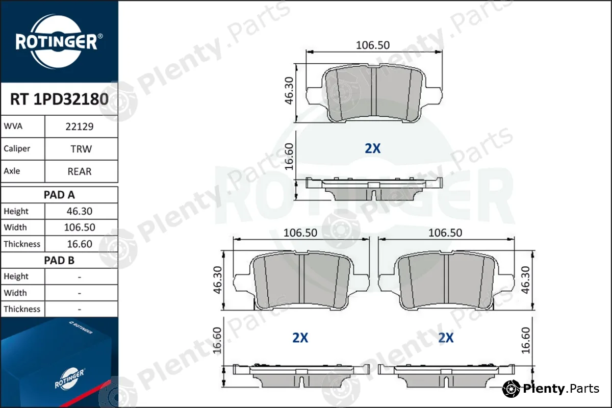 Rotinger RT1PD32180 — Brake Pad Set, disc brake