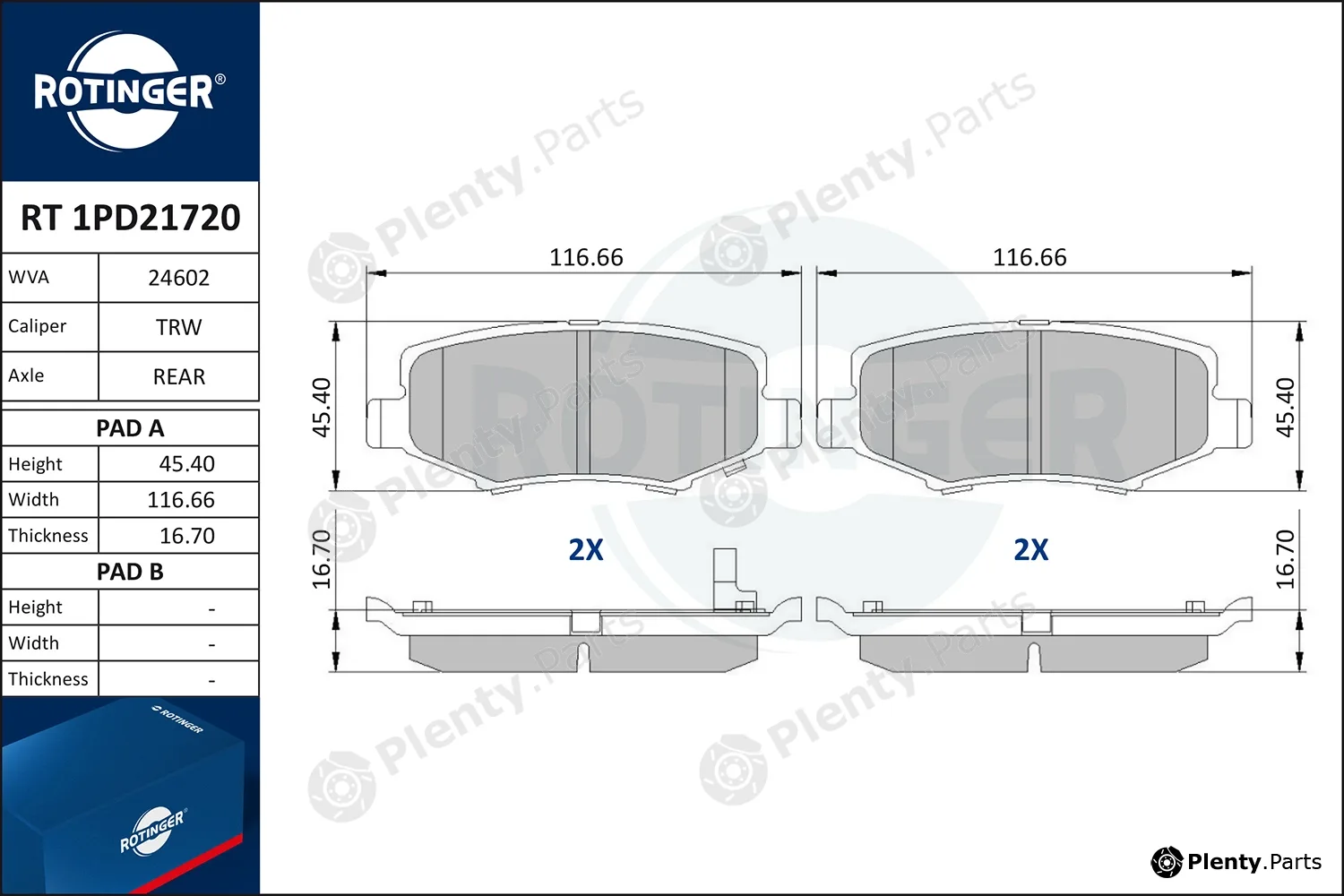 Rotinger RT1PD21720 — Brake Pad Set, disc brake