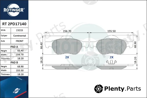 Rotinger RT2PD17140 — Brake Pad Set, disc brake