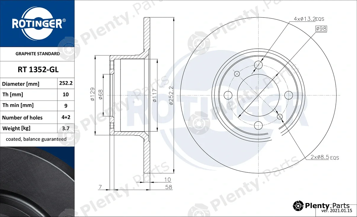 Rotinger RT1352-GL — Brake Disc GRAPHITE LINE