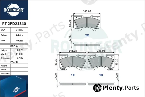 Rotinger RT2PD21340 — Brake Pad Set, disc brake