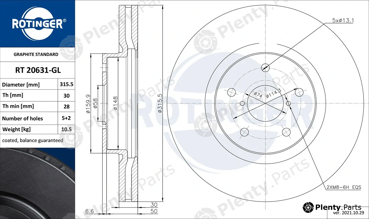 Rotinger RT20631-GL — Brake Disc GRAPHITE LINE