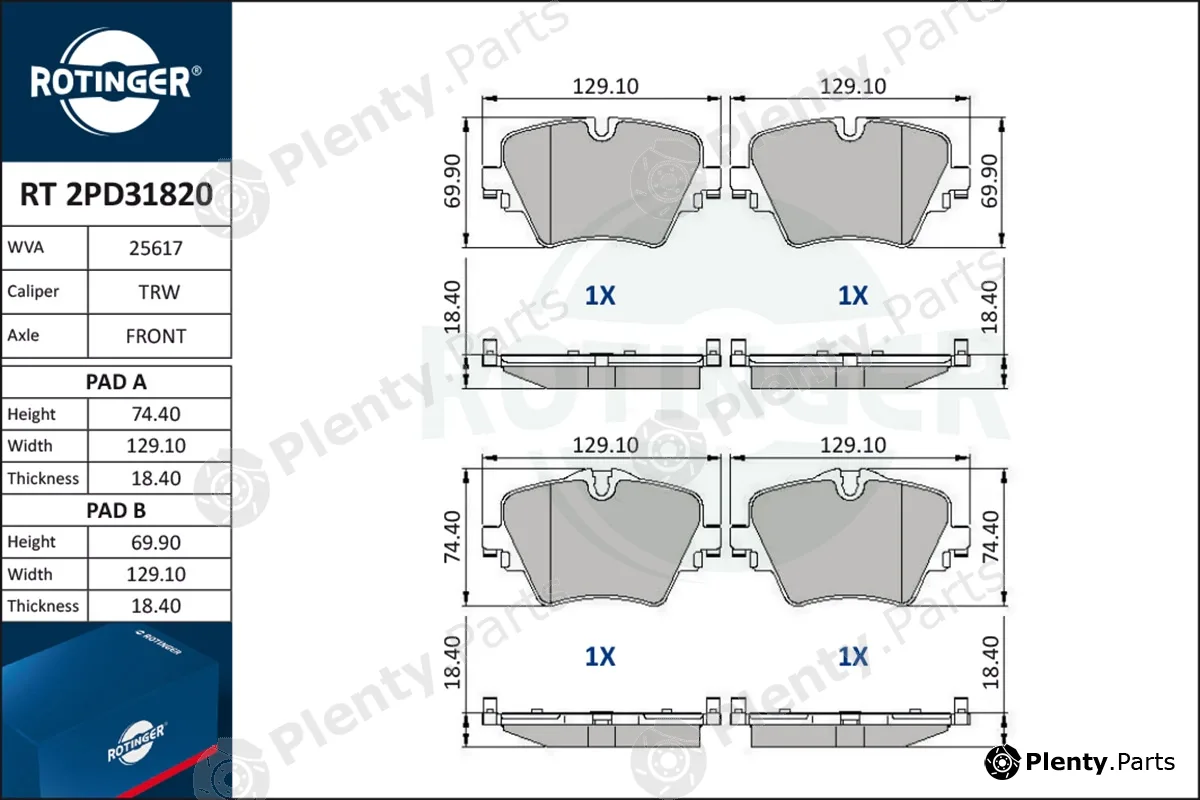 Rotinger RT2PD31820 — Brake Pad Set, disc brake