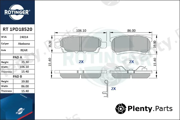 Rotinger RT1PD18520 — Brake Pad Set, disc brake