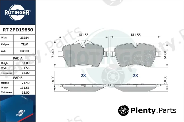 Rotinger RT2PD19850 — Brake Pad Set, disc brake