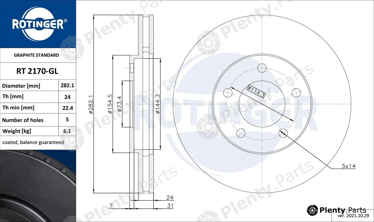 Rotinger RT2170-GL — Brake Disc GRAPHITE LINE