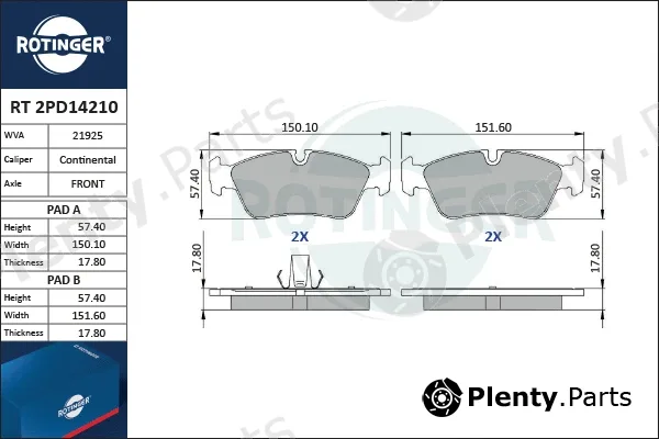Rotinger RT2PD14210 — Brake Pad Set, disc brake